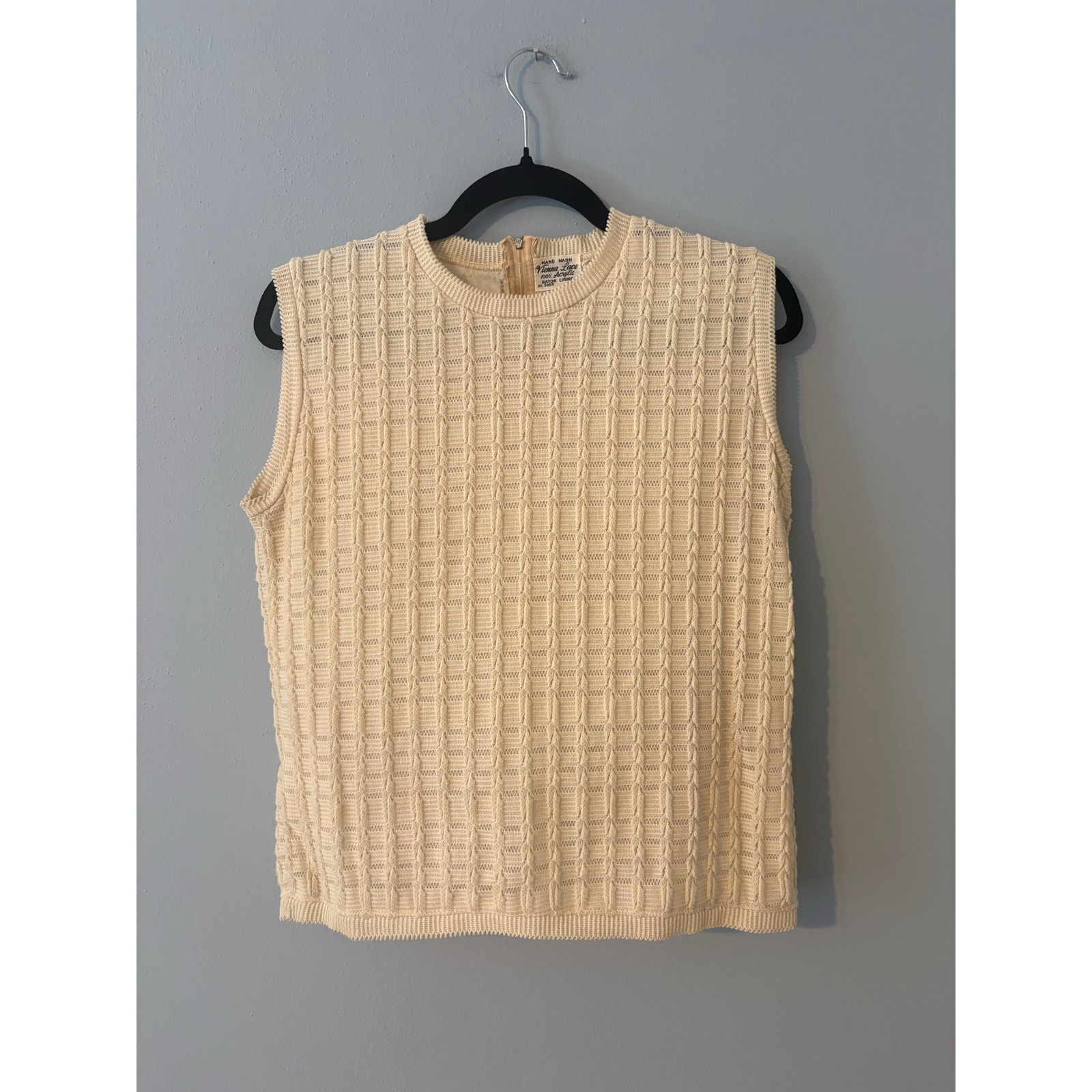 Vintage 50s 60s Vienna Lace Cream Sleeveless Top Womenâs Size M